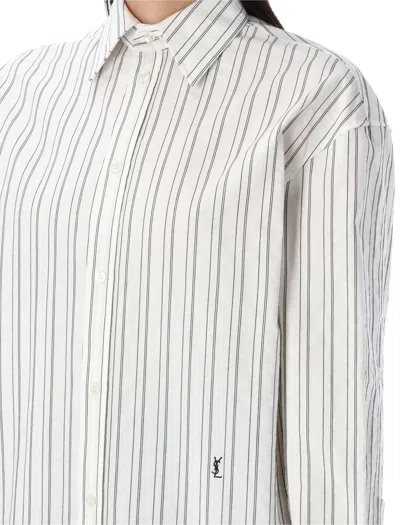 Saint Laurent Striped Cotton Shirt Curved Hem