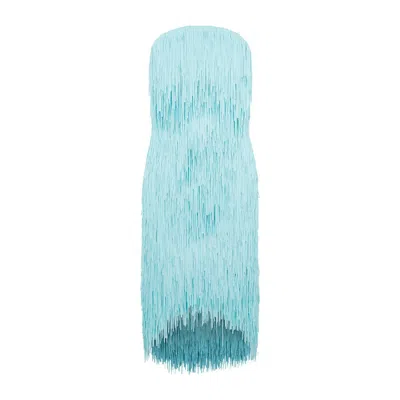 Bottega Veneta Sky Blue Fringed Midi Dress