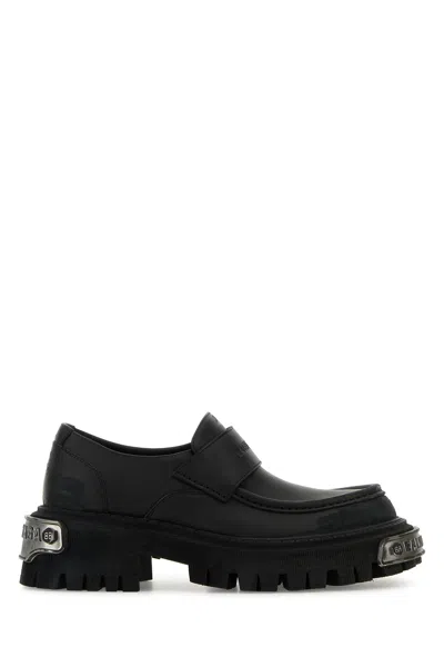 Balenciaga Black Leather Tractor Loafers Men
