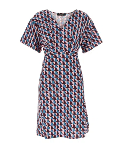 Weekend Max Mara Lucas Geometric Pattern V-neck Belted Dress