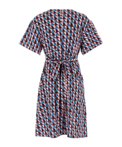 Weekend Max Mara Lucas Geometric Pattern V-neck Belted Dress
