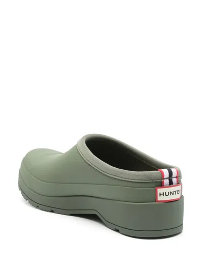 Hunter Logo-print Mules In Green