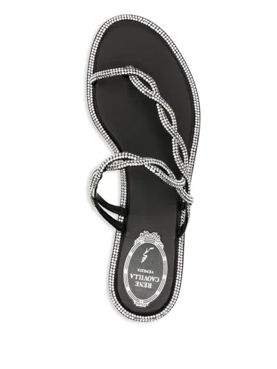 René Caovilla Rene Caovilla Black Flat Braid Sandal 10