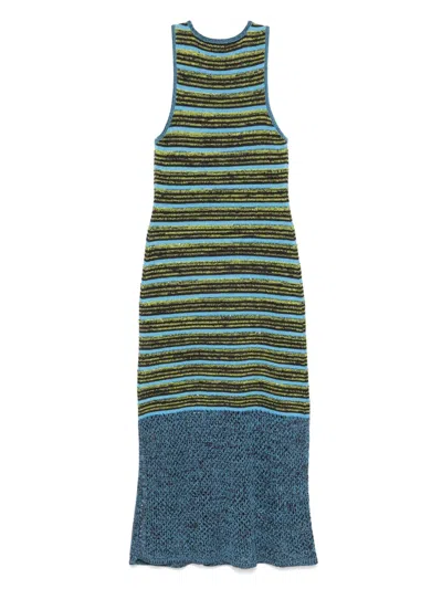Scotch & Soda Sequin Stripe Knitted Dress In Washed Black In Green