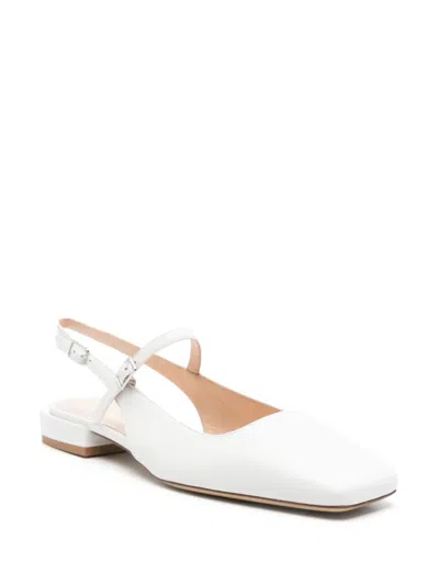 P.a.r.o.s.h Leather Flat Slingback Pumps In White