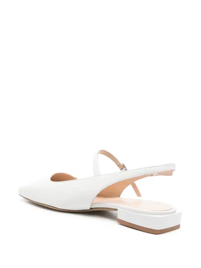 P.a.r.o.s.h Leather Flat Slingback Pumps In White