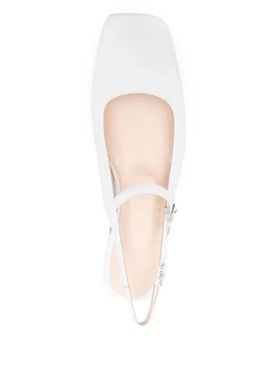 P.a.r.o.s.h Leather Flat Slingback Pumps In White