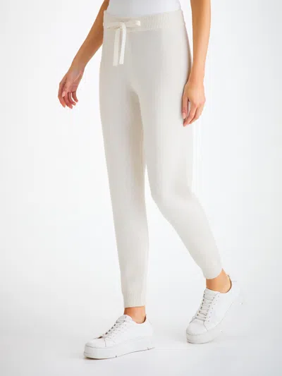 Derek Rose Women's Track Pants Daphne Cashmere White