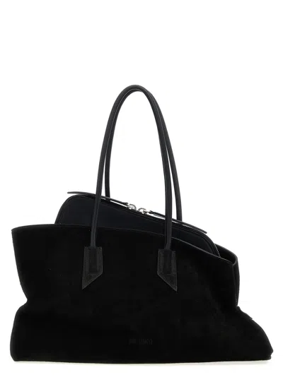 Attico La Passeggiata Medium Asymmetric Leather Tote In Black