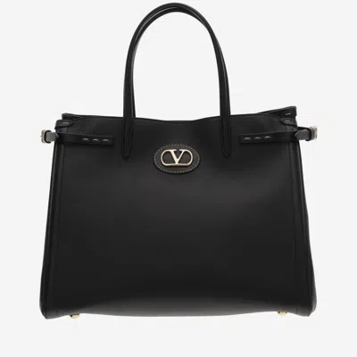 Valentino Leather Medium Antibes Shopping Bag With 2 Handles