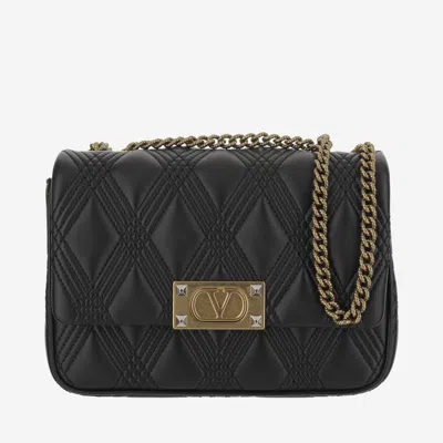 Valentino Garavani Black Leather Quiltie 67 Shoulder Bag In Nero