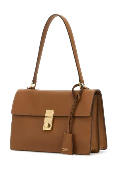 Prada Borsa A Mano In Pelle Cammello Donna