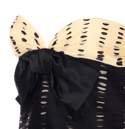 Valentino Plusdepois Print Chiffon Top With Handmade Draping And Bow Detail