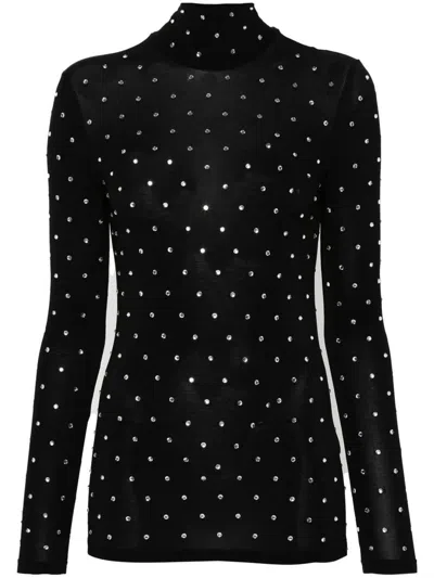Rabanne Embellished Fitted Turtleneck Long Sleeve Top
