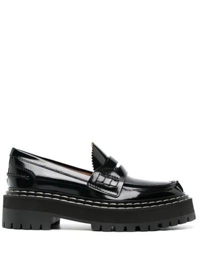 Proenza Schouler Lug Sole Glossed-leather Platform Loafers