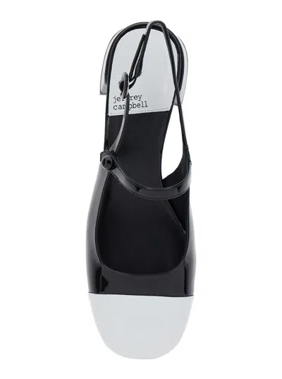 Jeffrey Campbell Cou-cou Black Slingback Pumps With Low Block Heel And Contrasting Toe In Leather Woman
