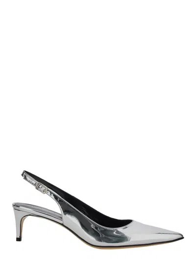 PLAIN 'LUISA' METALLIC SLINGBACK PUMPS WITH MEDIUM STILETTO HEEL AND MIRROR EFFECT IN LEATHER WOMAN 