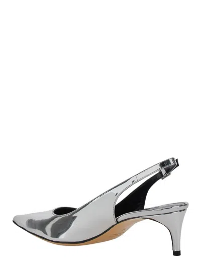 Plain 'luisa' Metallic Slingback Pumps With Medium Stiletto Heel And Mirror Effect In Leather Woman