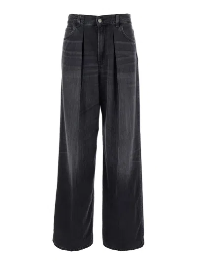Haikure Black Jeans With Belt Loops And Logo Patch On The Rear