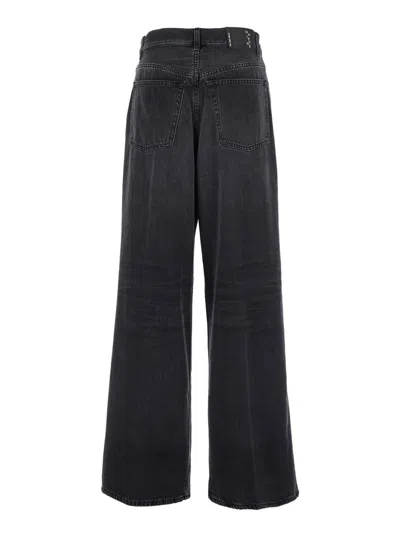 Haikure Black Jeans With Belt Loops And Logo Patch On The Rear