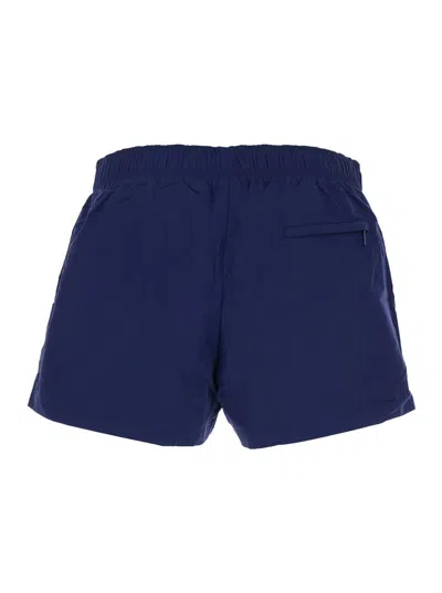Versace Blue Swim Shorts With Elastic Waist And Medusa Plaque On The Front In Tech Fabric Man