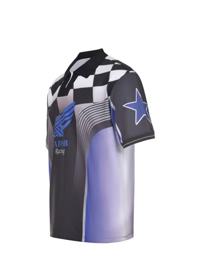 Andersson Bell Blue & Black Checkerboard Racing Polo