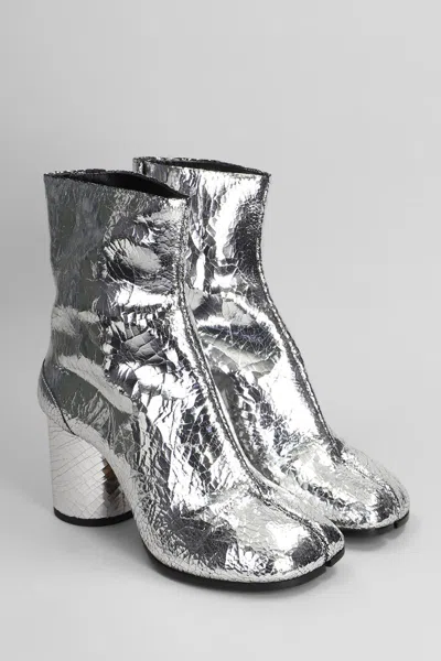 Maison Margiela Tabi Split-toe Crinkled Metallic Patent-leather Ankle Boots
