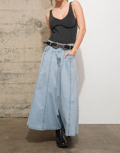 BLUE B HIGH WAIST VINTAGE FULL LONG SKIRT IN LIGHT WASH 