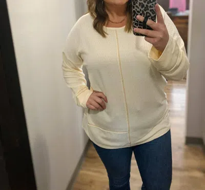 Gigio Soft Knit Long Sleeve Top In Cream In Neutral