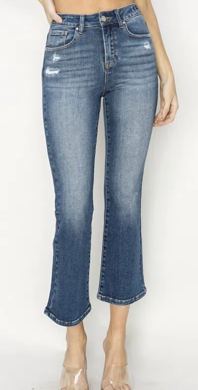 Risen High Rise Crop Flare Jeans In Medium Wash