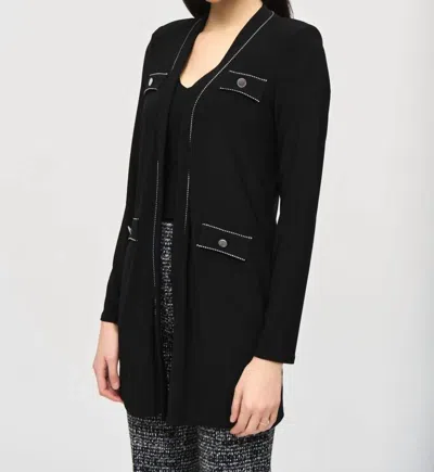 Joseph Ribkoff Contrast Stitch Trim Cardigan In Black