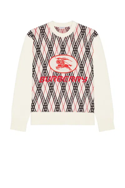Burberry Men Row Neck Sweather With  Logo Print In Neutral