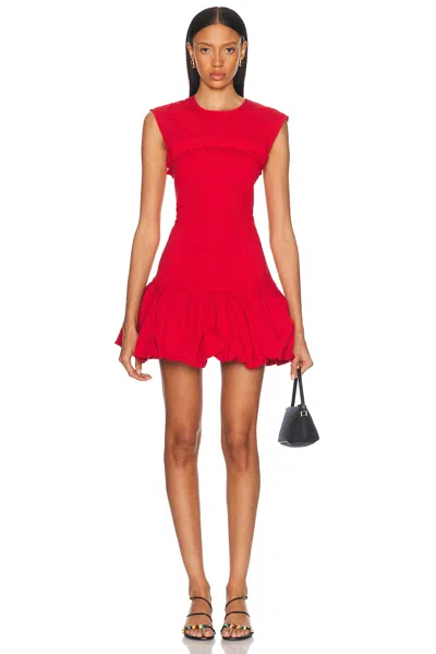 Ganni Washed Stretch Cotton Corset Mini Dress In Racing Red