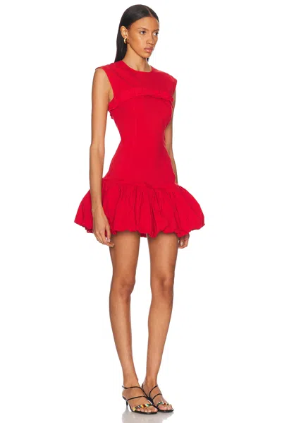 Ganni Washed Stretch Cotton Corset Mini Dress In Racing Red