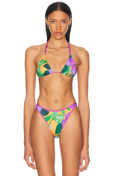 Heavy Manners Double String Bikini Top In Multi