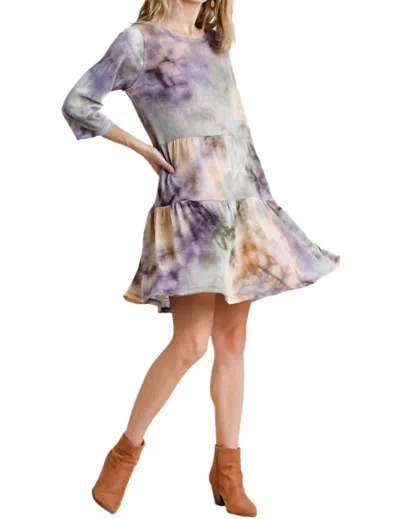 Umgee Marbled Tie Dye Knit Dress In Purple & Orange