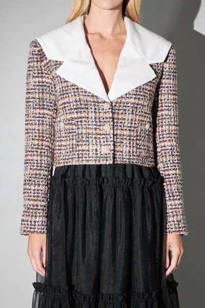 English Factory Tweed Cropped Blazer In Multi In Multi