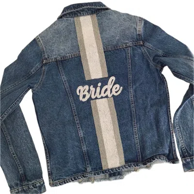 Tiana Women Bride Denim Jacket In Blue/white/silver