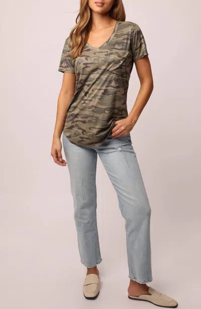 Another Love Phoenix Suede Pocket Tee In Chamois Camo
