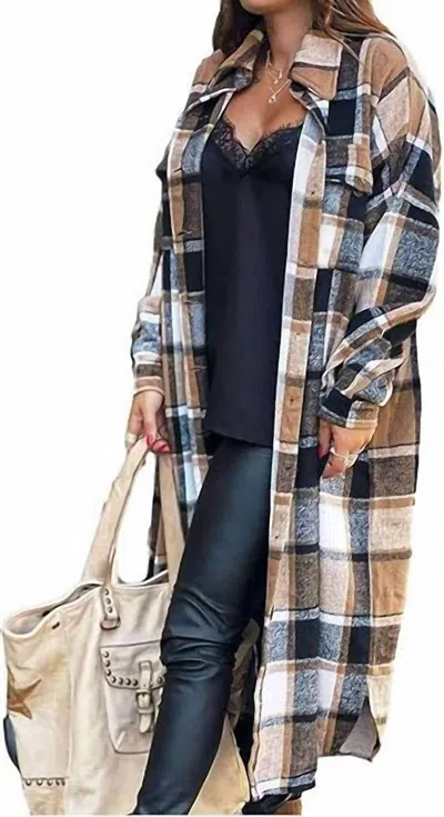 Unishe Plaid Shacket Jacket In Brown