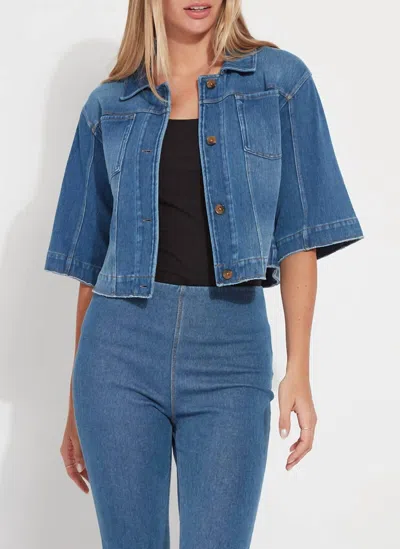 Lyssé River Crop Denim Jacket In Mid Wash