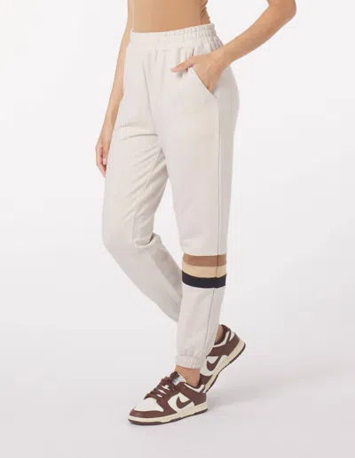 Glyder Vintage Oversized Jogger In Oatmilk/tonal Stripes