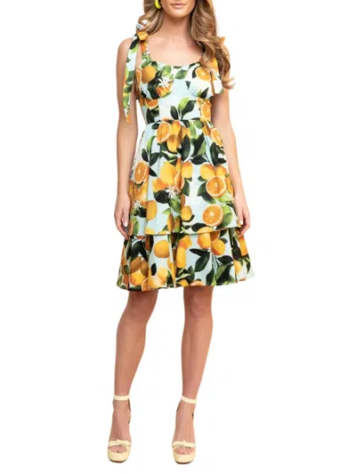 Rachel Parcell Lemon Print Poplin Belted Dress In Multi