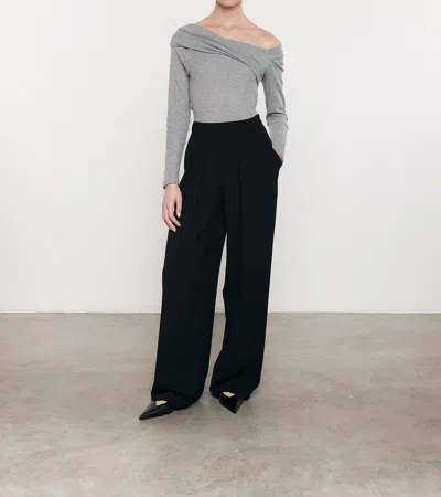 Enza Costa Cashmere One-shoulder Drape Top In Smoke