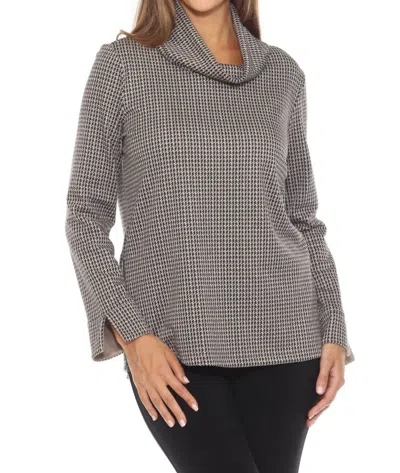 Joseph Ribkoff Houndstooth Size Zip Sweater In Black/multi