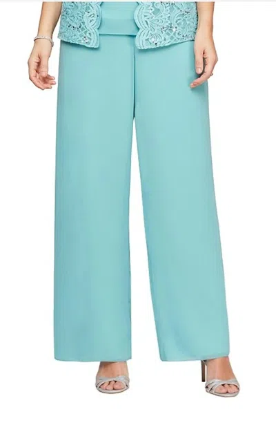 Alex Evenings Chiffon Straight Leg Pant In Seafoam