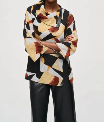 Joseph Ribkoff Abstract Print Boxy Sweater In Grey/multi