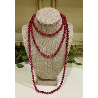 Bosuk Women's Long Metallic Beaded Necklace In Ruby