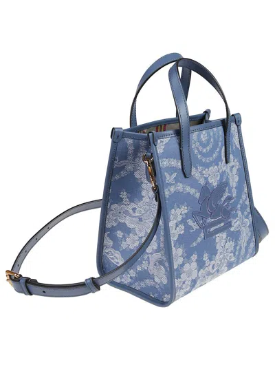 Etro Small Denim Love Trotter Bag With Pegaso Symbol