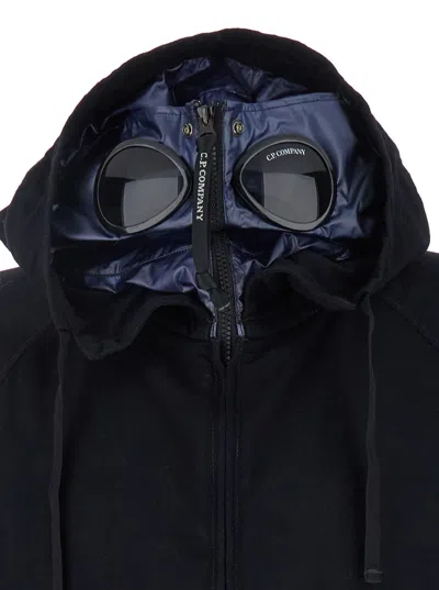 C.p. Company Blue Jacket With Explorer Hood And Adjustable Drawstring Waist